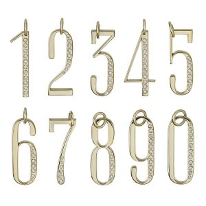 'numerology' | Zahlen | Anhänger aus 14kt Gold mit Diamanten