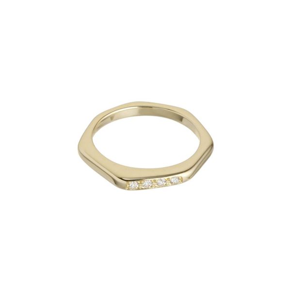 elizaweiss_ring_ridge_medium_gold_diamanten 'hexagon & ridge' | Ring | 14kt Gold | mit und ohne Diamanten – Bild 3