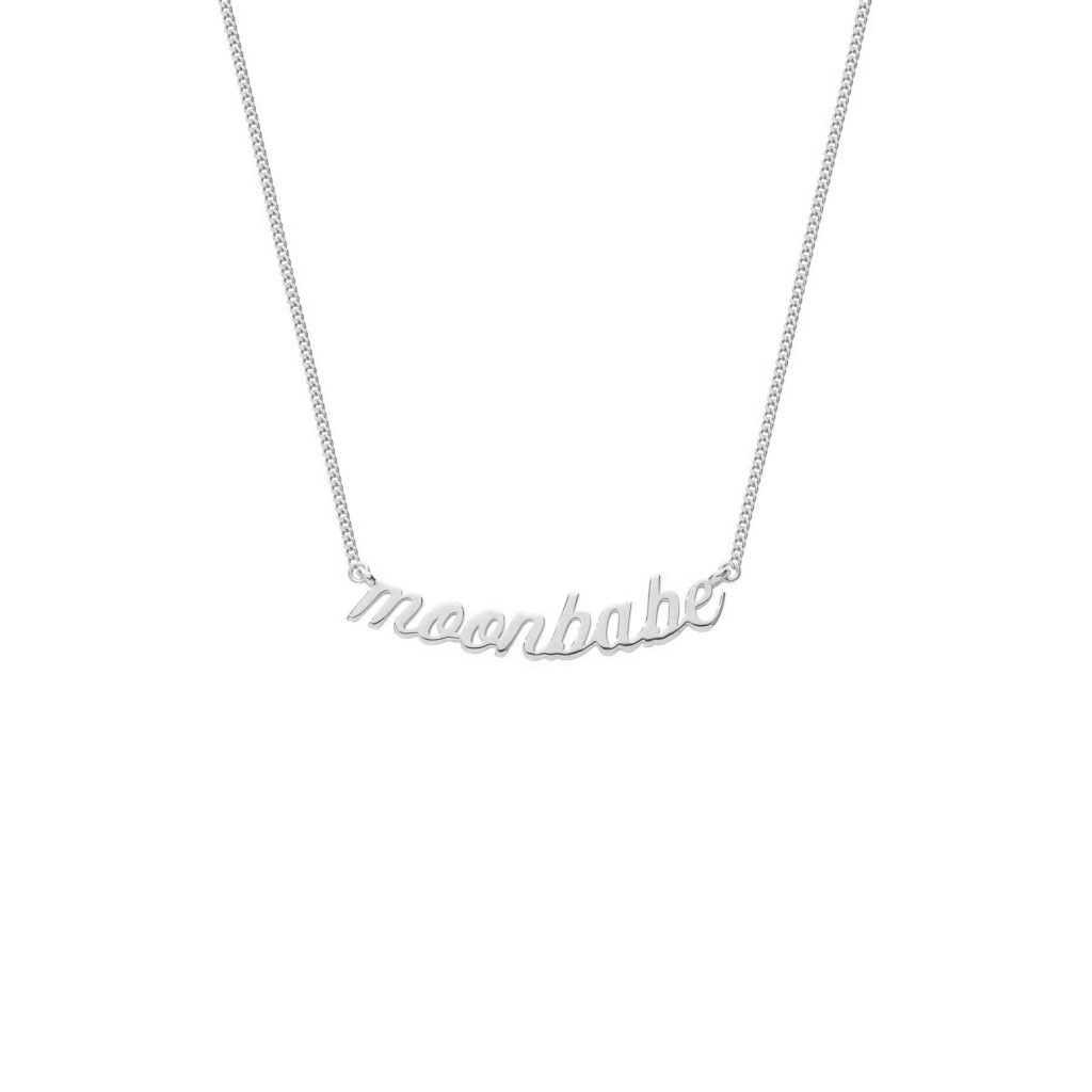 Kette in Sterling Silber mit Schriftzug moonbabe von ELIZA WEISS jewelry