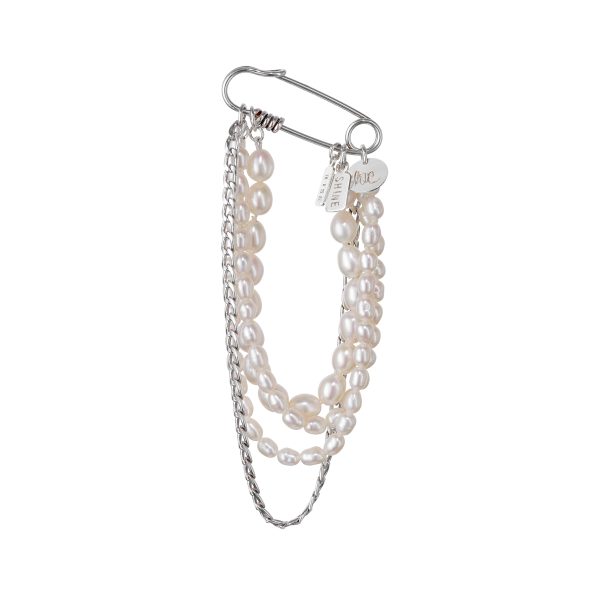 elizaweiss_anstecknadel_perle_silber_03 'pearl & chain statement pin' | Anstecknadel – Bild 3